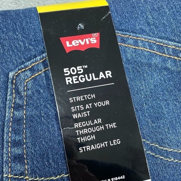 Levis 505 Regular Mens Jeans Size 32x30 Stretch Straight Leg Denim Blue a0685 - Picture 2 of 5